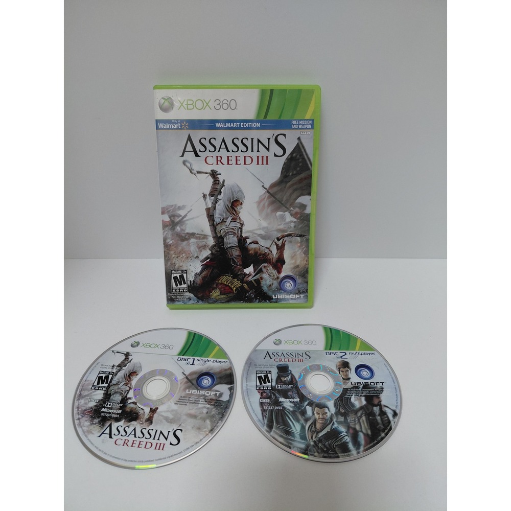 Assassins Creed III 3 Xbox 360 Walmart Edition 2-Disc Set Ubisoft Action Game
